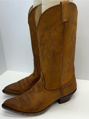 Nocona Mens Vintage Tan Suede Roughout Cowboy Western Boots USA Made 7.5 21857